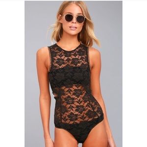 NWT Amuse Society Haisley Lace Bodysuit in Black